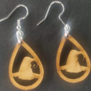 Aretes Gorro de bruja MDF 3 mm natural
