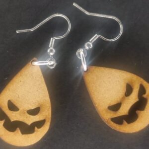 Aretes cara de fantasma MDF 3 mm natural