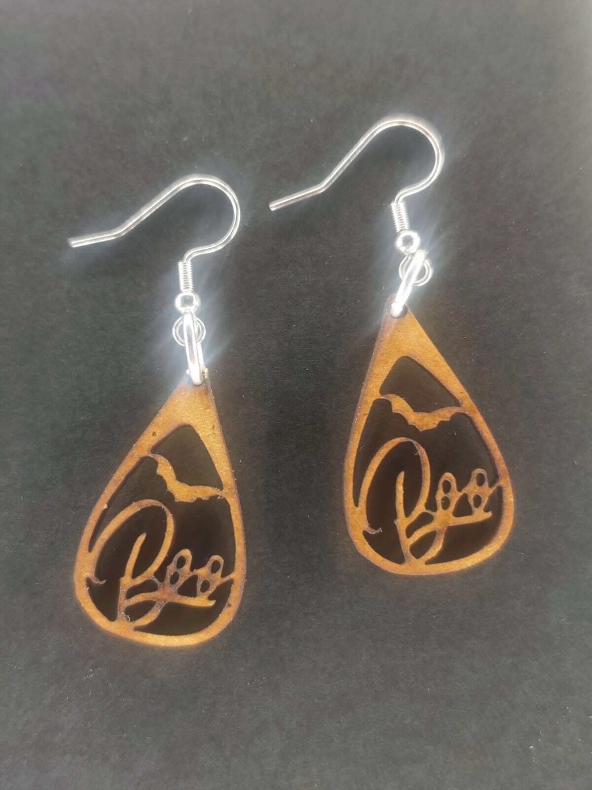 Aretes murcielago BOO MDF 3 mm natural