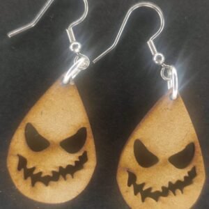 Aretes Cara de fantasma con dientes MDF 3 mm natural