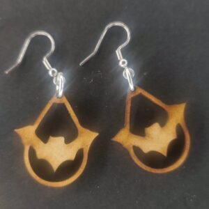 Aretes 1 murciélago  MDF 3 mm natural