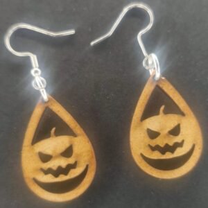 Aretes calabaza ojitos MDF 3 mm natural