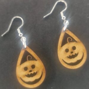 Aretes calabaza tallo en rosca MDF 3 mm natural