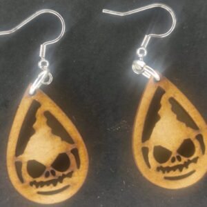 Aretes calabaza con sombrero de bruja MDF 3 mm natural