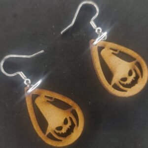 Aretes Calabaza Sombrero gde. de bruja MDF 3 mm natural