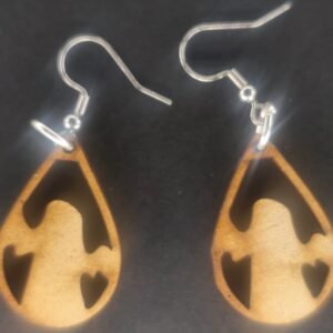 Aretes silueta de fantasma MDF 3 mm natural