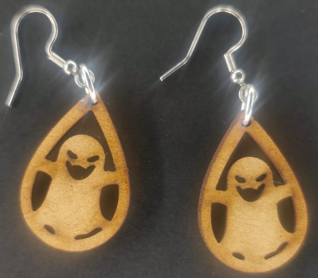 Aretes Fantasma con brazos MDF 3 mm natural
