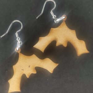 Aretes murciélago de cabeza MDF 3 mm natural